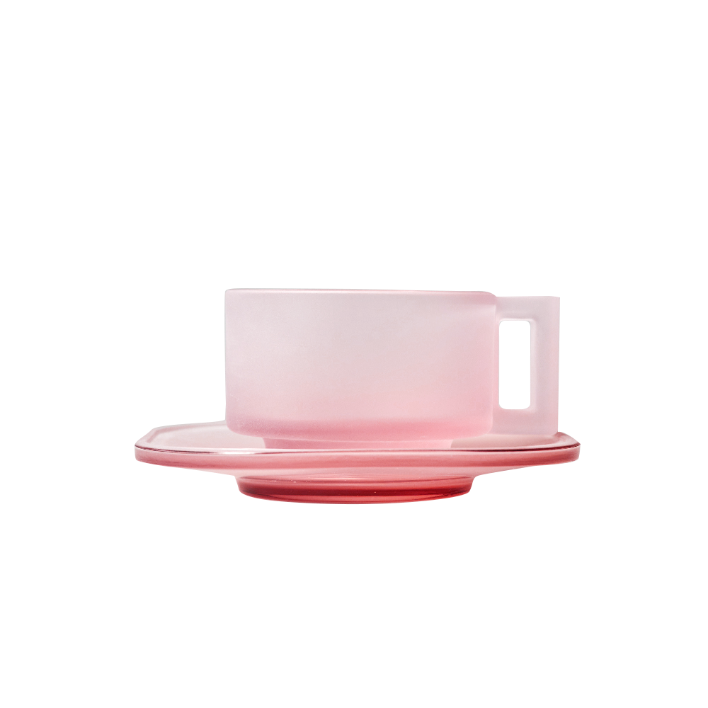 Cup and Saucer / Pink Frosted