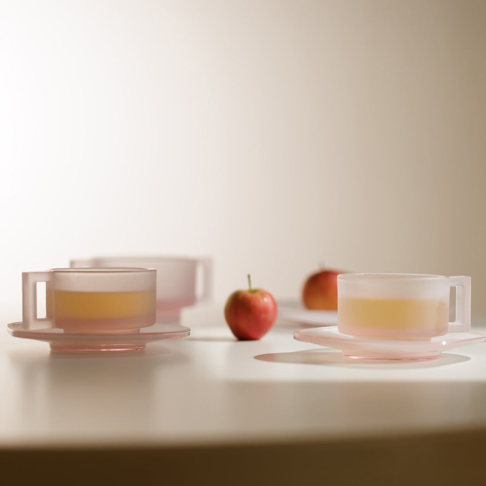 Cup and Saucer / Pink Frosted