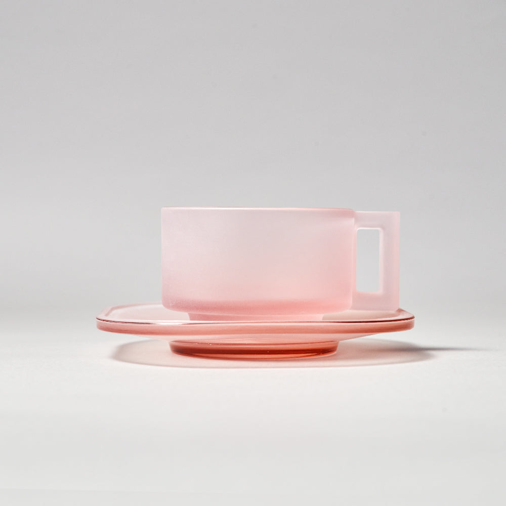 Cup and Saucer / Pink Frosted