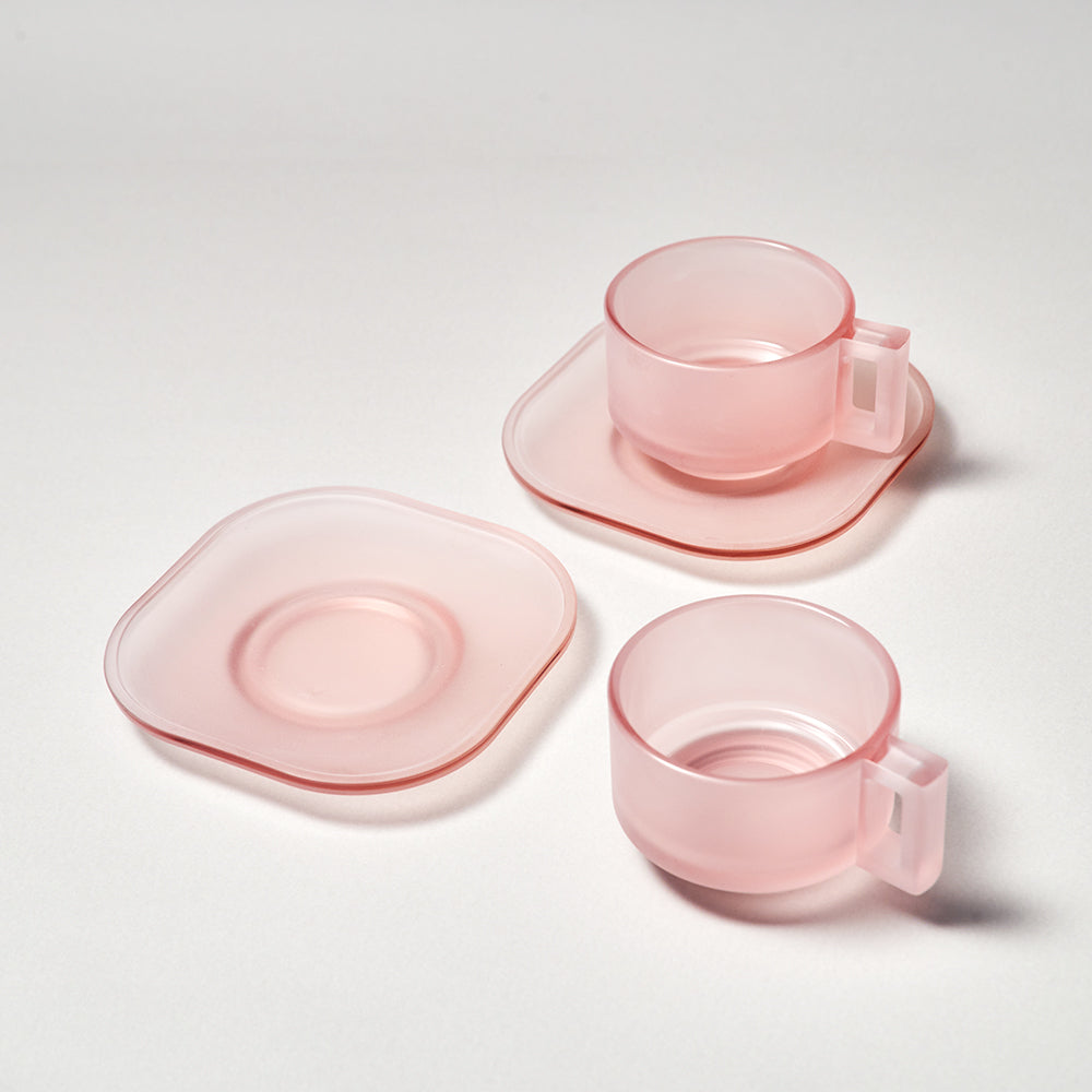 Cup and Saucer / Pink Frosted
